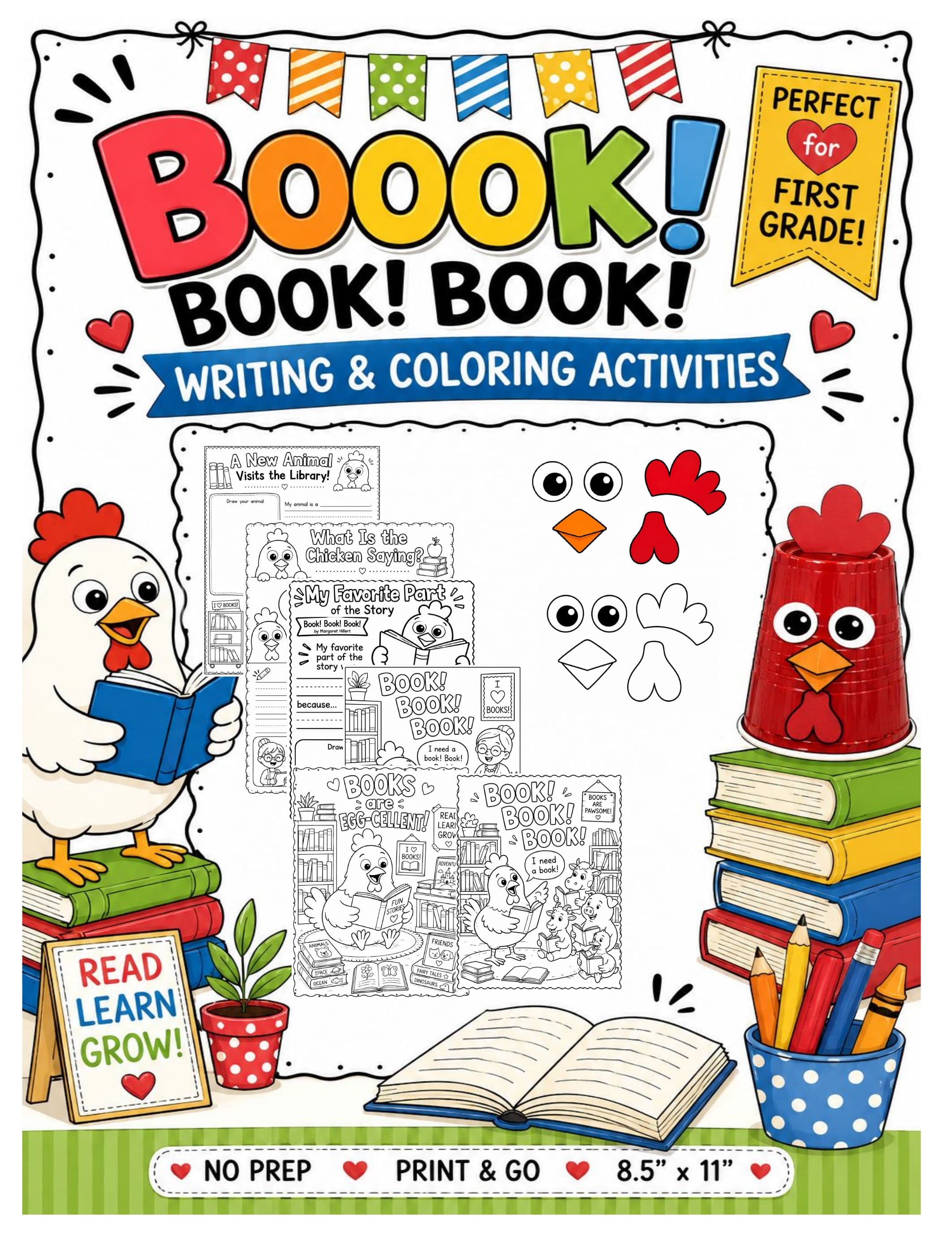 Book, Book, Book! Activities | Farm Read Aloud Book Companion | Craft, Writing and Coloring Pages preview 1