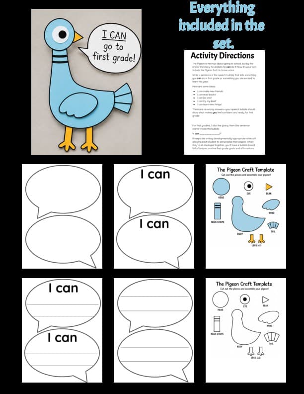 The Pigeon HAS to Go to School Activities | Mo Willems Back to School Book Companion | Writing and Pigeon Craft