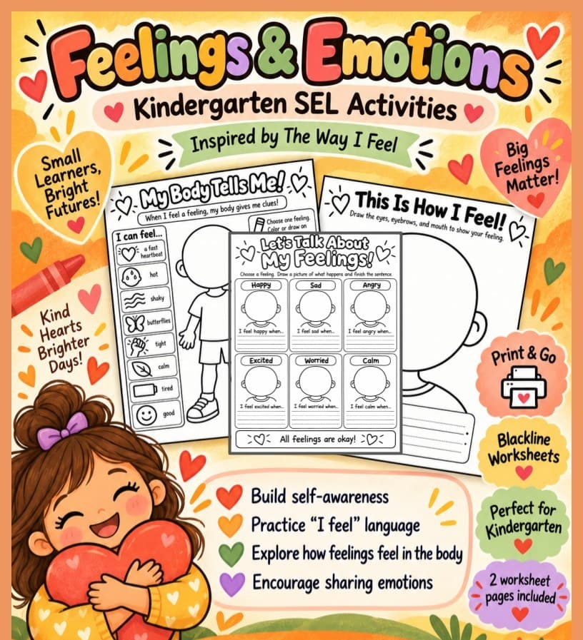 The Way I Feel Activities | Feelings and Emotions Book Companion | Literacy, Writing and SEL Worksheets preview 1