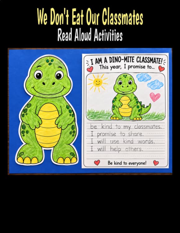 We Don't Eat Our Classmates Writing Activity | Back to School Dinosaur Read Aloud Book Companion
